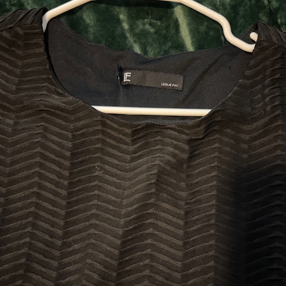 Leslie Fay Elegant Black Chevron Blouse